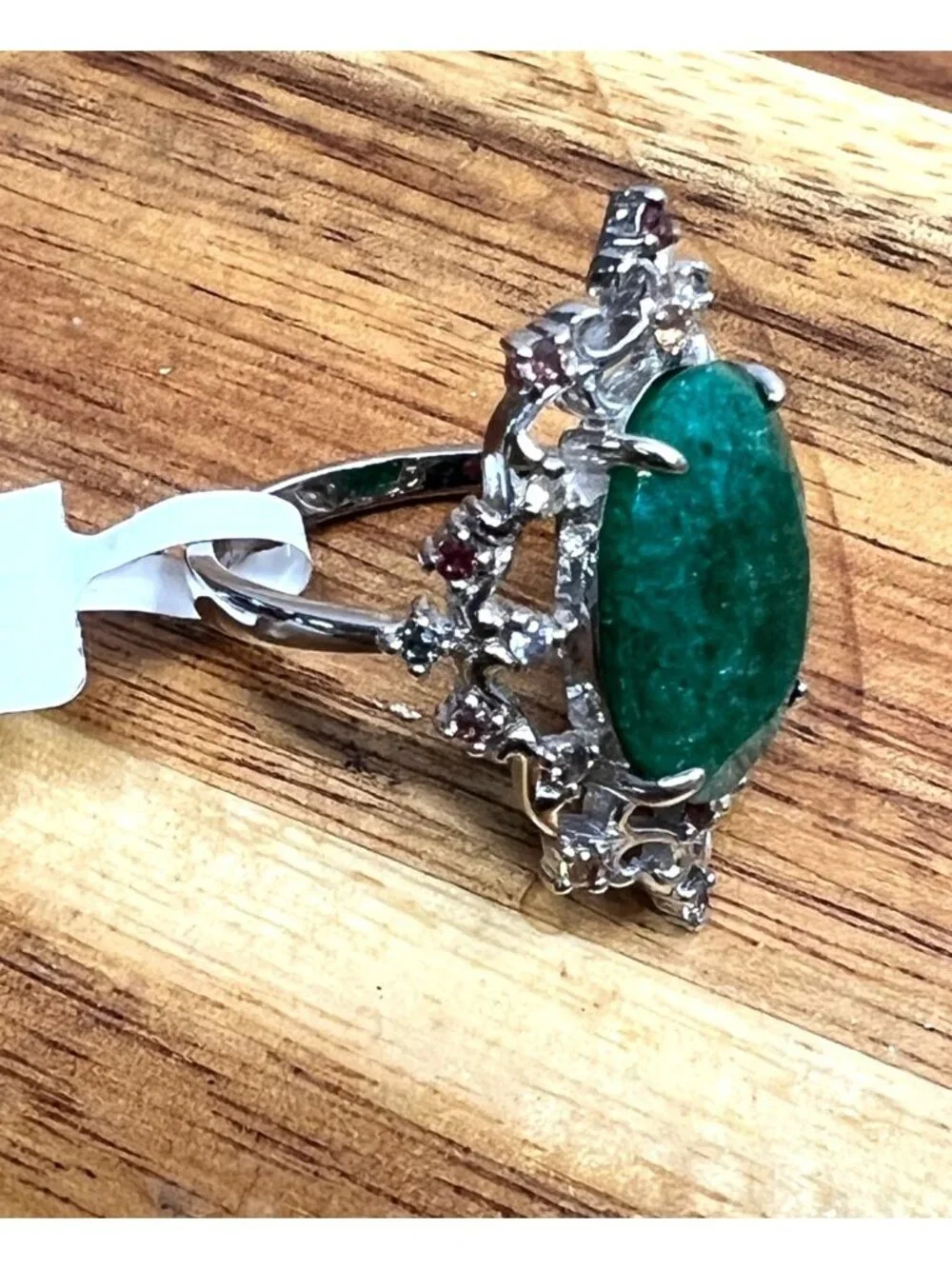 Deep green genuine Beryl stone on .925 sterling silver, size 6 - Picture 9 of 13